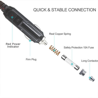 1 남자에서 3 여자 자동차 담배 연장 코드 피지 15A 16AWG 전원 유선 OEM ODM