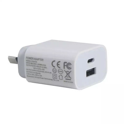 SAA USB-C 어댑터 1A+1C 포트 QC2.0 급 충전 PD 충전기 20W
