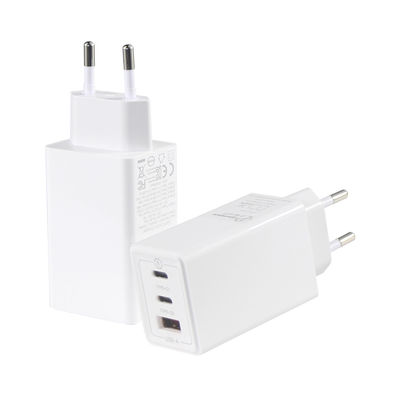 유럽 GaN 테크 3포트 65W USB C USB-A QC3.0 노트북용 충전기 흰색