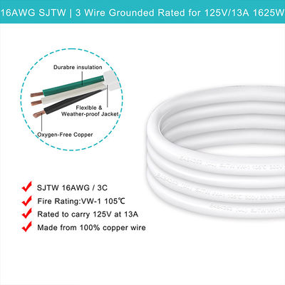 Sjt Ac Cord Heavy Duty 컴퓨터 텔레비전 전원 플러그 NEMA 5-15p 확장 케이블