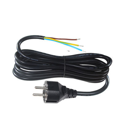3pin H05vv-f 3g 0.75mm2 Vde Ac 3pin 벗겨지고 톱니 된 케이블 전원 케이블 플러그 EU 스트립 끝