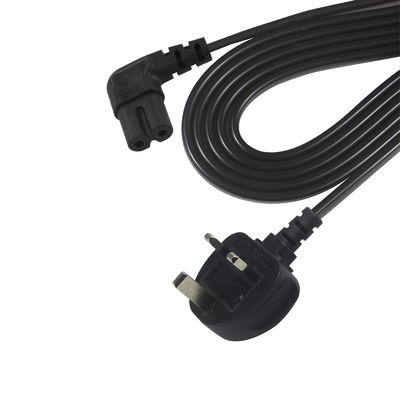 BS 컴퓨터 AC 케이블 오른쪽 각 C7 표준 연장 3 와이어 10A 250V 영국 전력 케이블 PVC 자켓과 IEC 여성 끝 유형