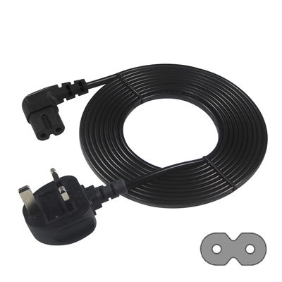 BS 컴퓨터 AC 케이블 오른쪽 각 C7 표준 연장 3 와이어 10A 250V 영국 전력 케이블 PVC 자켓과 IEC 여성 끝 유형