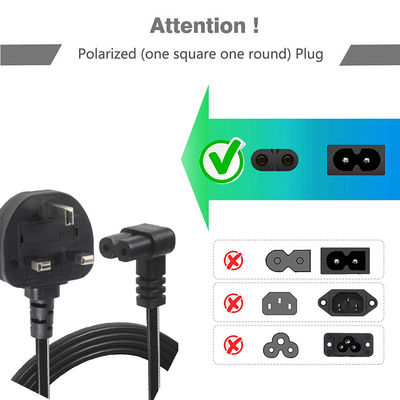 BS 컴퓨터 AC 케이블 오른쪽 각 C7 표준 연장 3 와이어 10A 250V 영국 전력 케이블 PVC 자켓과 IEC 여성 끝 유형