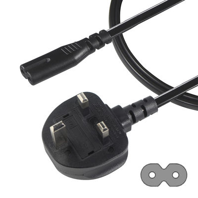 1.8M 검은색 0.75mm BS 표준 플러그 영국 3 핀에서 IEC C7 AC 전원 케이블