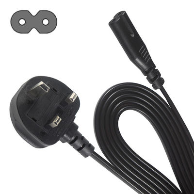 1.8M 검은색 0.75mm BS 표준 플러그 영국 3 핀에서 IEC C7 AC 전원 케이블