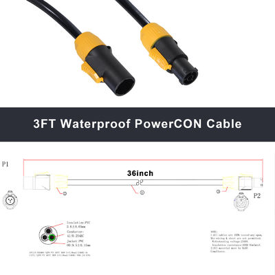 파워콘 케이블 3FT 14AWG 파워콘 True1 남성에서 여성 확장 케이블 야외 20A 무대 조명을위한 방수