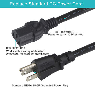 16AWG IEC320 3Pin에서 C13 NEMA USA 유니버설 AC 전원 케이블
