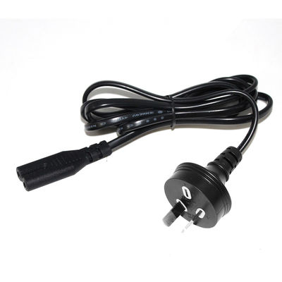 AU 2P IEC60320 C7 전원 케이블 SAA 인증 250V 7.5A 평면 케이블 PVC 재킷 노트북 / 가정용 가전용 순수 구리
