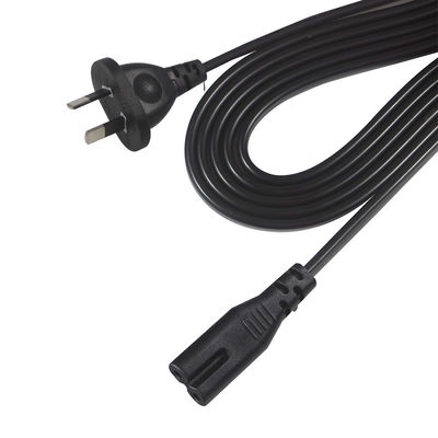 AU 2P IEC60320 C7 전원 케이블 SAA 인증 250V 7.5A 평면 케이블 PVC 재킷 노트북 / 가정용 가전용 순수 구리