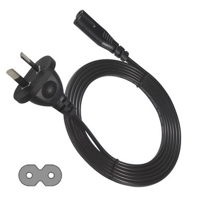 AU 2P IEC60320 C7 전원 케이블 SAA 인증 250V 7.5A 평면 케이블 PVC 재킷 노트북 / 가정용 가전용 순수 구리