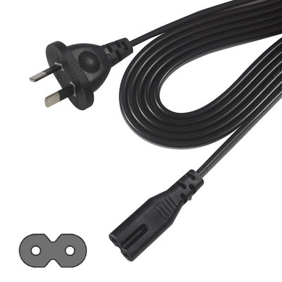 AU 2P IEC60320 C7 전원 케이블 SAA 인증 250V 7.5A 평면 케이블 PVC 재킷 노트북 / 가정용 가전용 순수 구리