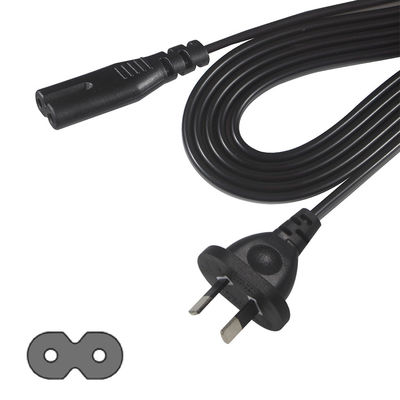 AU 2P IEC60320 C7 전원 케이블 SAA 인증 250V 7.5A 평면 케이블 PVC 재킷 노트북 / 가정용 가전용 순수 구리