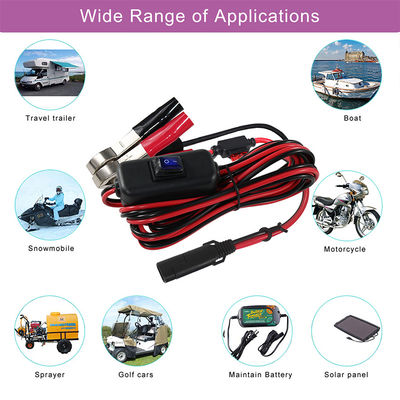 Sae 충전 전선 연장 케이블 12v 전원 끄는 스위치 14awg 알리거터 클립으로 2pin 빠른 배터리 배터리 클램프