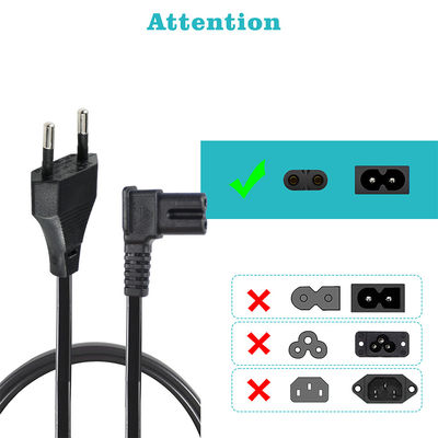 EU 2Pin에서 각 C7 전원 케이블 노트북/모니터/TV VDE 승인 된 단열 재료 PVC/고무
