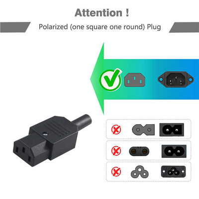 프리미엄 헤비 듀티 18AWG 3 프론크 IEC 60320 C13 컴퓨터 서버 모니터용 전원 케이블, CE RoHS 인증을 받은 유연한 PVC