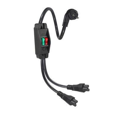 NEMA 5-15P에서 스위치 125V 10A와 함께 두 개의 IEC C5 전력 분할 장치