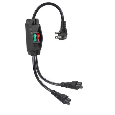 NEMA 5-15P에서 스위치 125V 10A와 함께 두 개의 IEC C5 전력 분할 장치