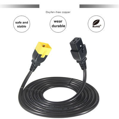 16AWG 와이어와 함께 서버 래크/외장 기계에 대한 C19-C20 확장 전력 케이블 16A 250V 잠금