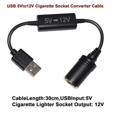 5V ~ 12V USB 자동차 어댑터 케이블 스텝 업 변환 케이블 담배 라이터 소켓, 전화 GPS 대시 캠, 24W 안전한 충전