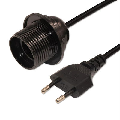 가정용 조명용 로터리 디머 스위치와 EU 플러그 E26 전구 장착 케이블, 250V 4A CE 인증 (검은)