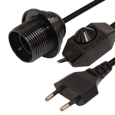 가정용 조명용 로터리 디머 스위치와 EU 플러그 E26 전구 장착 케이블, 250V 4A CE 인증 (검은)