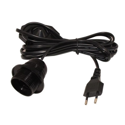 가정용 조명용 로터리 디머 스위치와 EU 플러그 E26 전구 장착 케이블, 250V 4A CE 인증 (검은)