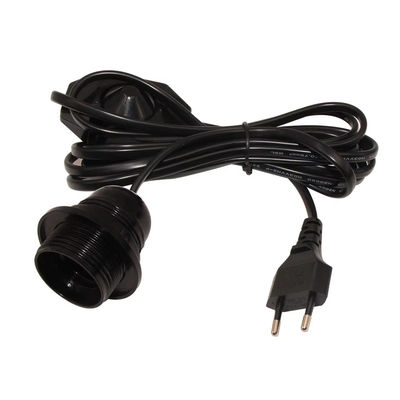 가정용 조명용 로터리 디머 스위치와 EU 플러그 E26 전구 장착 케이블, 250V 4A CE 인증 (검은)