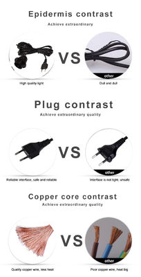 가정용 조명용 로터리 디머 스위치와 EU 플러그 E26 전구 장착 케이블, 250V 4A CE 인증 (검은)