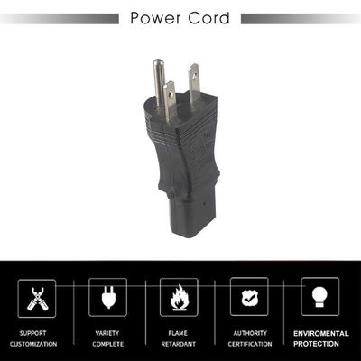 산업용 등급 NEMA 5-15P에서 IEC 320 C13 서버 랙/데이터 센터용 전원 어댑터 플러그 125V 15A 고전류 및 방화구 (UL 표준을 준수)