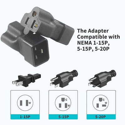 NEMA 5-15R에서 IEC 320 C20 변환기 플러그 어댑터 데이터 센터/산업용, 250V 15A 내구성 전원 커넥터