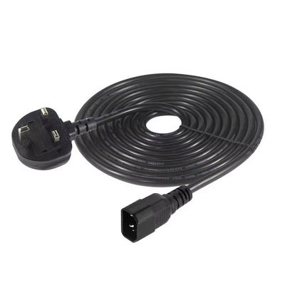 영국에서 C14 전원 케이블 1.2M 250V 10A 16AWG UPS/서버 랙/의료기기 보호 케이블 (IP67/RoHS/BS1363)