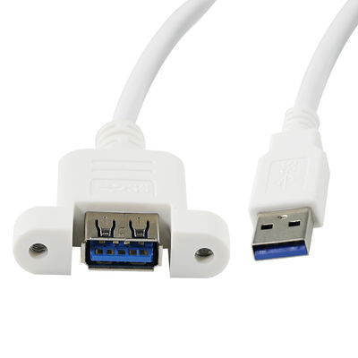 USB 3.0 데이터 전송 및 장치 확장 3ft / 4ft / 5ft을위한 패널 마운트 스크루 구멍과 함께 남성에서 여성 확장 케이블