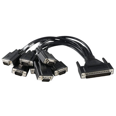 산업용 시리얼 통신용 DB-62 수컷 to 7x DB-9 수컷 브레이크아웃 케이블, RS232/RS485 분배기 - 1.2m 블랙
