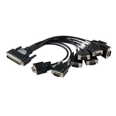 산업용 시리얼 통신용 DB-62 수컷 to 7x DB-9 수컷 브레이크아웃 케이블, RS232/RS485 분배기 - 1.2m 블랙