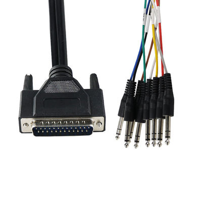 DB-25 to 6.35mm TS 오디오 브레이크아웃 케이블, 실드 처리, 28AWG, 4피트