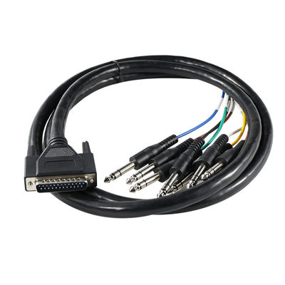 DB-25 to 6.35mm TS 오디오 브레이크아웃 케이블, 실드 처리, 28AWG, 4피트