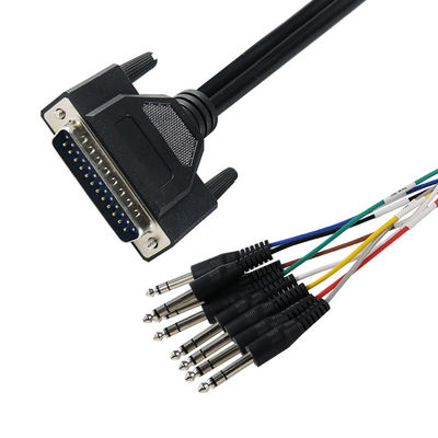 DB-25 to 6.35mm TS 오디오 브레이크아웃 케이블, 실드 처리, 28AWG, 4피트