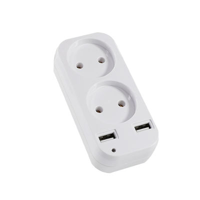 EU 듀얼 소켓 벽 플러그 어댑터 2 USB 포트 250V 10A