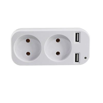 EU 듀얼 소켓 벽 플러그 어댑터 2 USB 포트 250V 10A