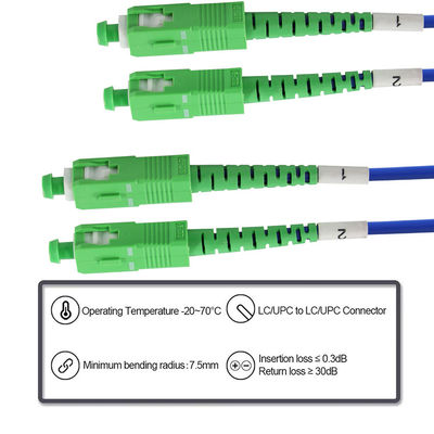 SC APC 심플렉스 싱글모드 광섬유 패치 케이블 - FTTH, 통신 캐비닛, ODF 애플리케이션을 위한 저손실 점퍼 케이블
