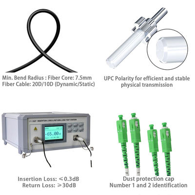 SC APC 심플렉스 싱글모드 광섬유 패치 케이블