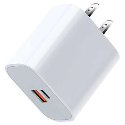 미국 2-핀 30W 듀얼 포트 월 충전기 USB-C & USB-A 출력 빠른 충전 전원 어댑터