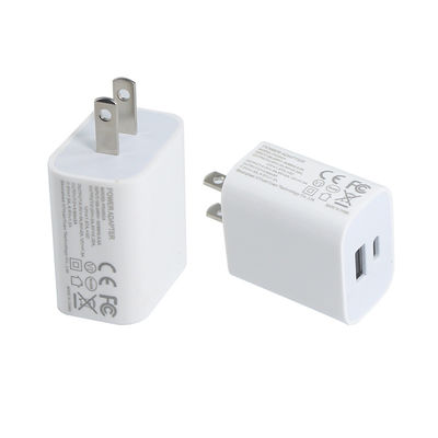 US 2핀 20W 듀얼 포트 USB 벽 충전기 – Type-C & USB-A 고속 충전 전원 어댑터 (휴대폰, 태블릿, 카메라용)