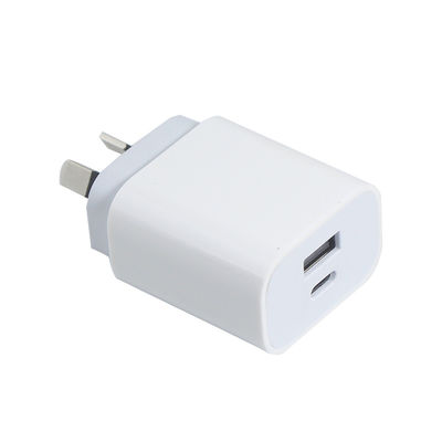 AU 2핀 20W 듀얼 포트 벽 충전기 – USB-C & USB-A 고속 충전 어댑터 (휴대폰, 태블릿, 카메라, 여행용)