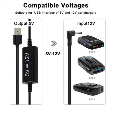 USB-12V 승압 전원 케이블 (직각 DC 플러그 포함)