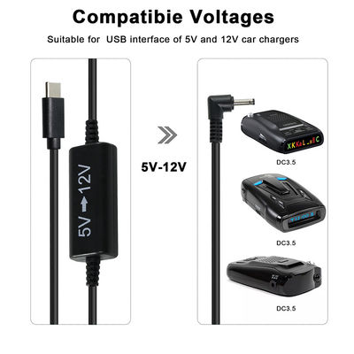 라우터, LED, 카메라, 팬을 위한 USB-C ~ 12V 스텝업 케이블