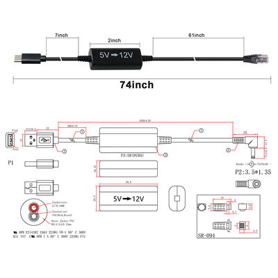 USB-C에서 RJ45 전원 주입 케이블 -5V에서 12V IP 카메라, 액세스 포인트, IoT 장치에 대한 스텝 업 이더넷 어댑터