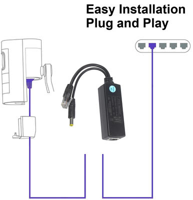 PoE 분배기 (DC 출력) - IP 카메라, 라즈베리 파이, 액세스 포인트를 위한 48V to 12V/9V/5V 강압형 Power Over Ethernet 컨버터