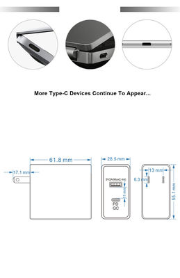 US 플러그 2포트 벽 충전기 – USB-C 및 USB-A 출력을 갖춘 45W 고속 충전 어댑터 (휴대폰, 태블릿, 노트북, 가정 및 여행용)